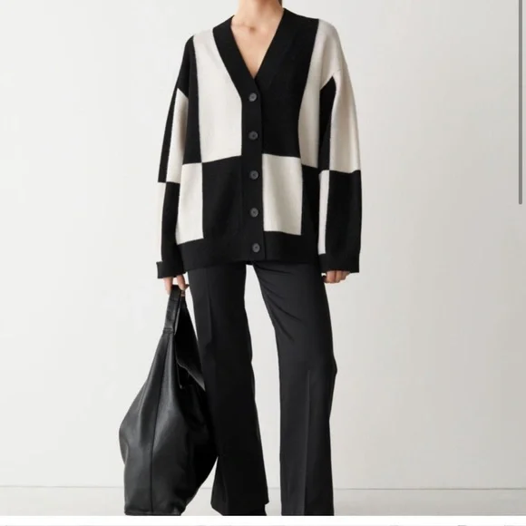 & Other Stories Black and Cream Cardigan - Picture 2 of 2